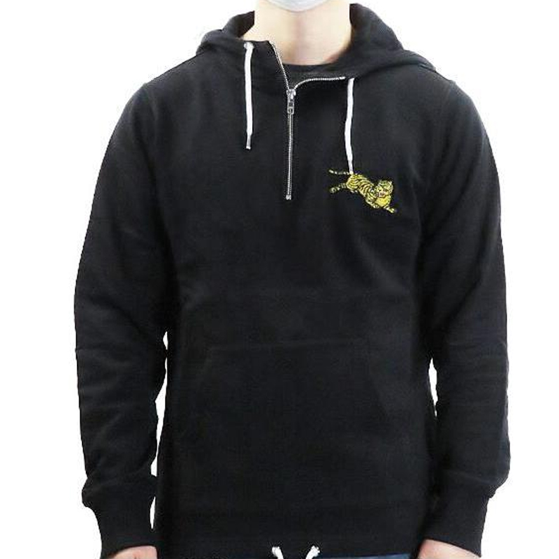 KENZO Black Hoodie with Animal Embroidery Long Sleeve Pullover Fit F965SW1624MD-99