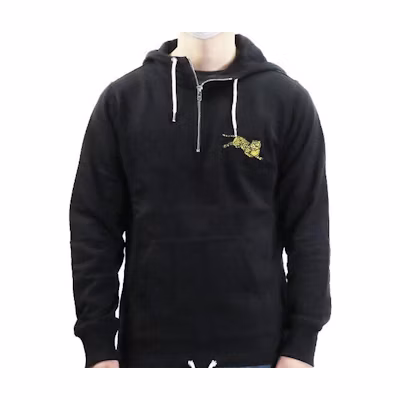 KENZO Black Hoodie with Animal Embroidery Long Sleeve Pullover Fit F965SW1624MD-99