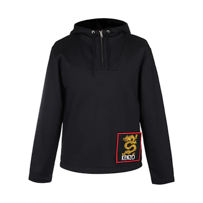 KENZO Black Hoodie with Embroidered Design F865SW4114MA-99