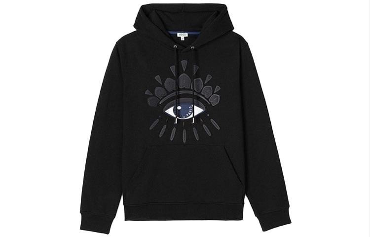 KENZO Black Hoodie with Embroidered Eye Design FA55SW1674XM-99