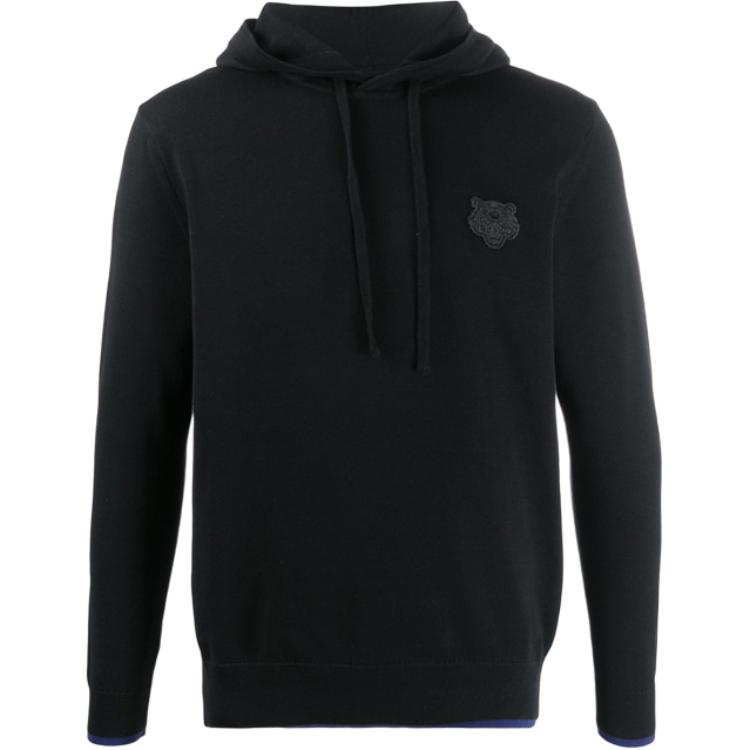 KENZO Black Hoodie with Embroidered Tiger Logo FA55PU5043AB-99