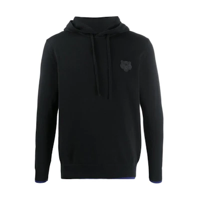 KENZO Black Hoodie with Embroidered Tiger Logo FA55PU5043AB-99