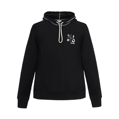 KENZO Black Hoodie with Four-Grid Embroidery Design FA5-5SW364-4ME-99