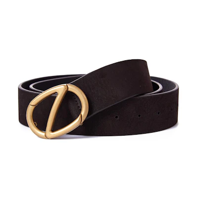 KENZO Black Leather Belt with Pin Buckle, 4cm Wide BREGC49SG1TDM