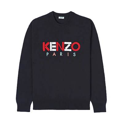 KENZO Black Logo Embroidered Long Sleeve Knit Sweater FA55PU2173LC-99