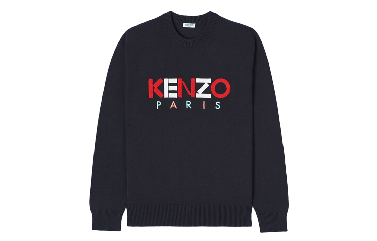 Order KENZO Black Logo Embroidered Long Sleeve Knit Sweater FA55PU2173LC-99