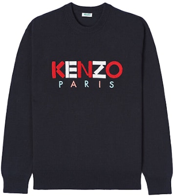KENZO Black Logo Embroidered Long Sleeve Knit Sweater FA55PU2173LC-99 Order KENZO Black Logo Embroidered Long Sleeve Knit Sweater FA55PU2173LC-99