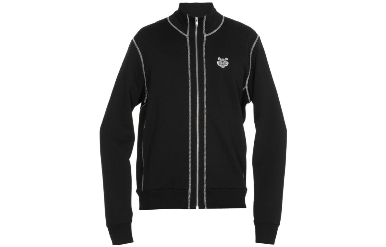 KENZO Black Logo Embroidered Zip-Up Jacket with Contrast Stitching FA55BL7614MD-99