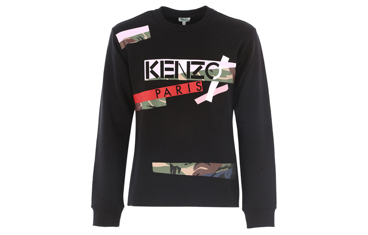 KENZO Black Long-Sleeve Sweatshirt with Logo Print 5SW15640A-99
