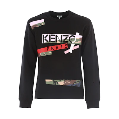 KENZO Black Long-Sleeve Sweatshirt with Logo Print 5SW15640A-99