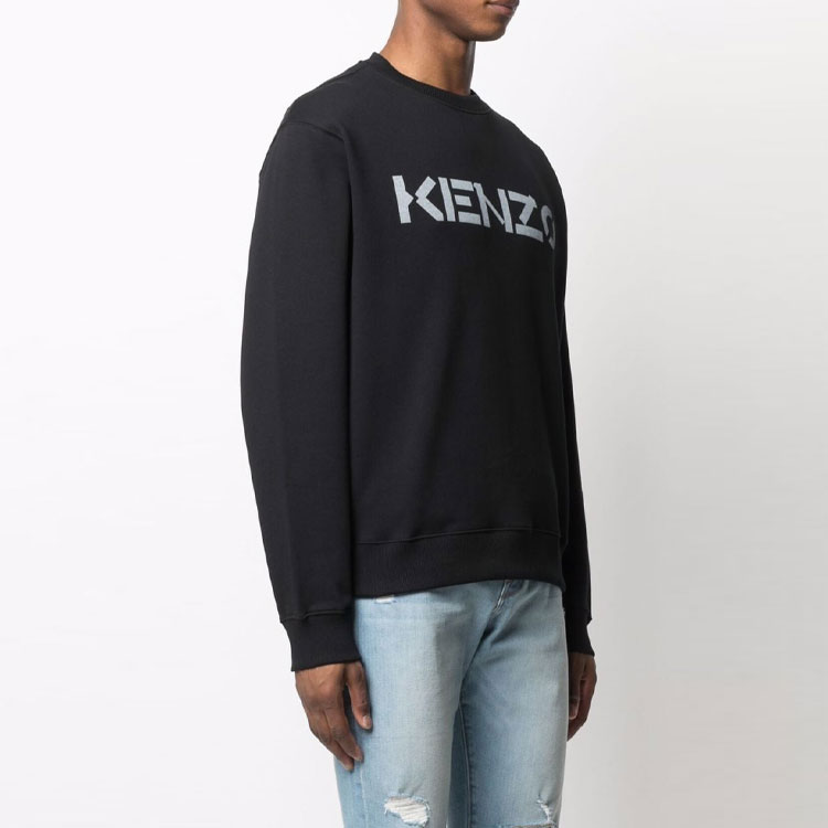 Shop KENZO 黑色长袖圆领印花标志卫衣. 5SW0004ML99