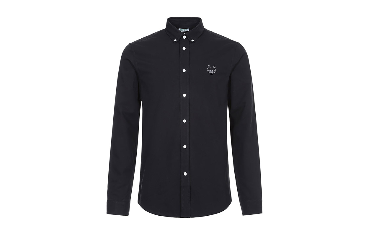 KENZO Black Long Sleeve Shirt with Tiger Embroidery F965CH4001LB-99