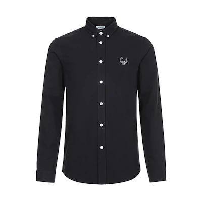 KENZO Black Long Sleeve Shirt with Tiger Embroidery F965CH4001LB-99