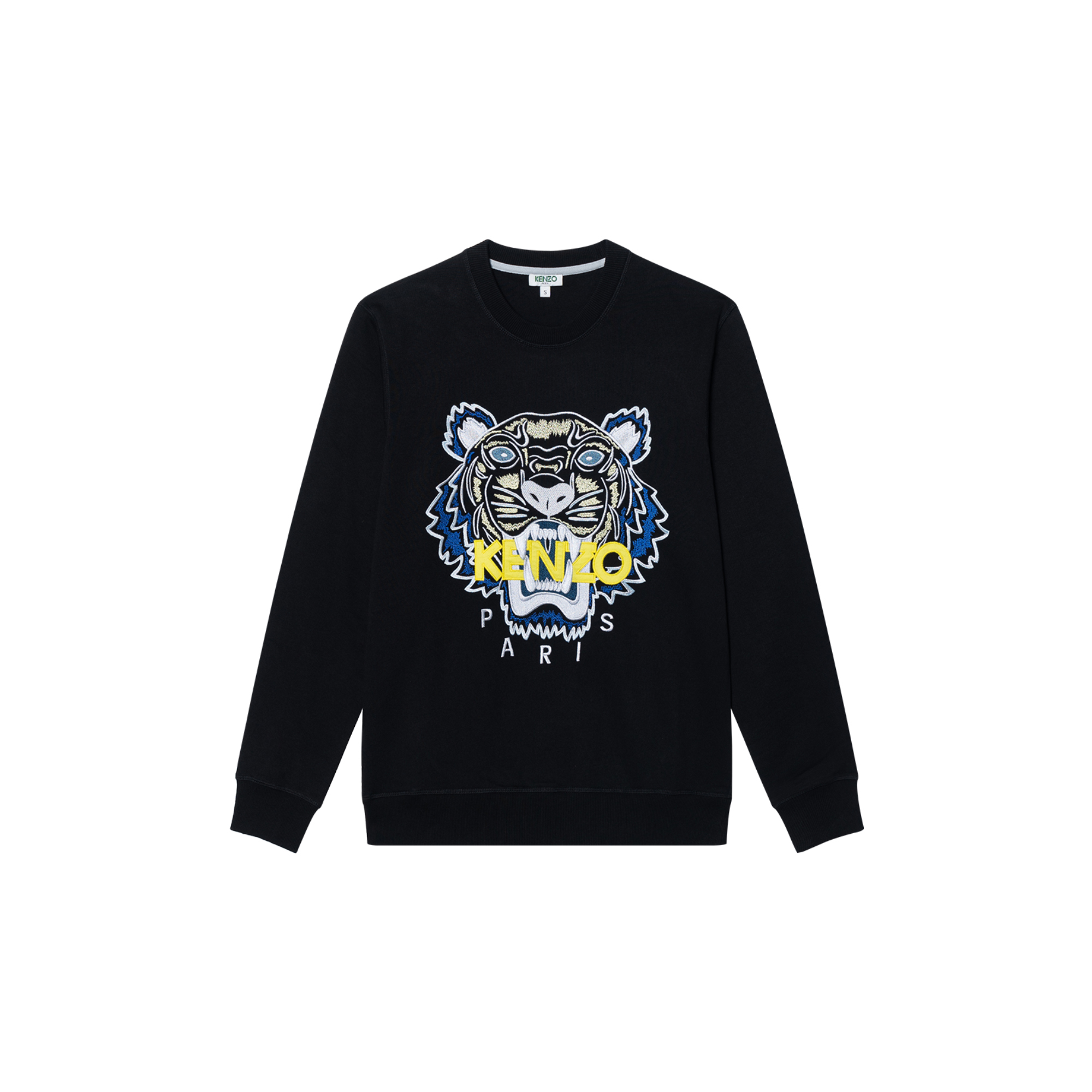 KENZO Black Long Sleeve Sweatshirt with Tiger Embroidery Logo F855SW0014XA-99