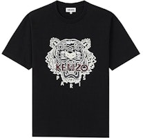 KENZO Black Loose-Fit T-Shirt with Tiger Embroidery FA65TS0654YV-99 KENZO Black Loose-Fit T-Shirt with Tiger Embroidery FA65TS0654YV-99
