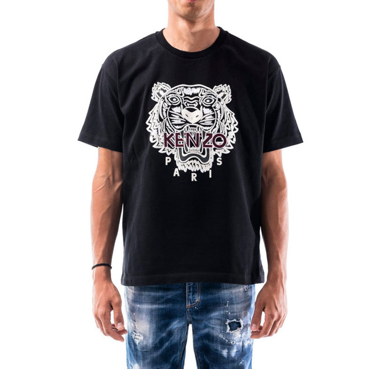Lookbook KENZO 黑色宽松版虎头刺绣T恤 FA65TS0654YV-99