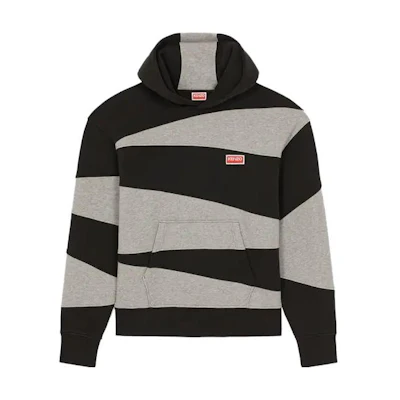 KENZO Black Patch Logo Colorblock Hoodie FD65SW0624MB-99