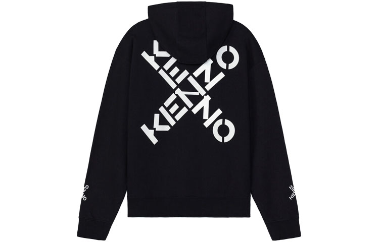 KENZO Black Pullover Sweatshirt with Crossed Letter Logo FA65SW5304MS-99