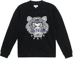 KENZO Black Pullover Sweatshirt with Embroidered Tiger Head Design FC55SW1234XL-99 KENZO Black Pullover Sweatshirt with Embroidered Tiger Head Design FC55SW1234XL-99