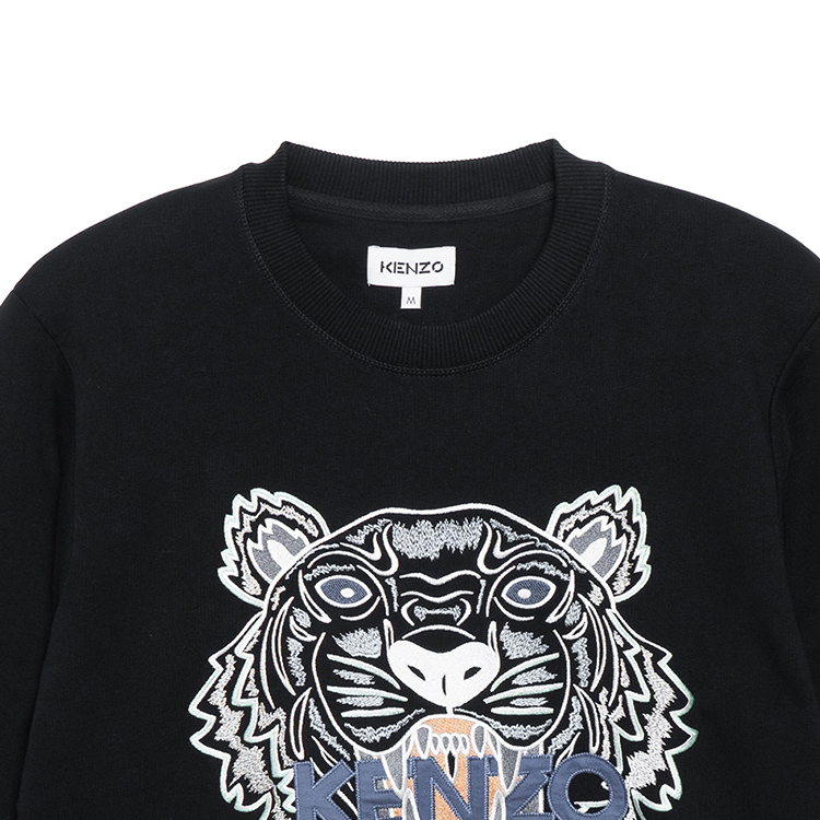Shop KENZO Sweater Hitam dengan Desain Bordir Kepala Harimau FC55SW1234XL-99