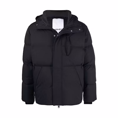KENZO Black Slim-Fit Down Jacket with Hood and Zip Closure. FB65OU1231NR-99