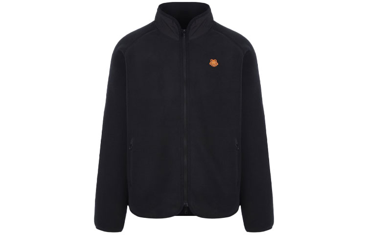 KENZO Black Solid Zip-Up Fleece Casual Jacket FB65BL7604MP-99