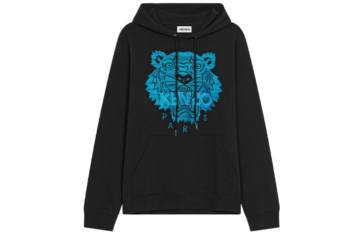 Kenzo Black Sweatshirt with Blue Tiger Logo Embroidery Fb65SW3304MB-99
