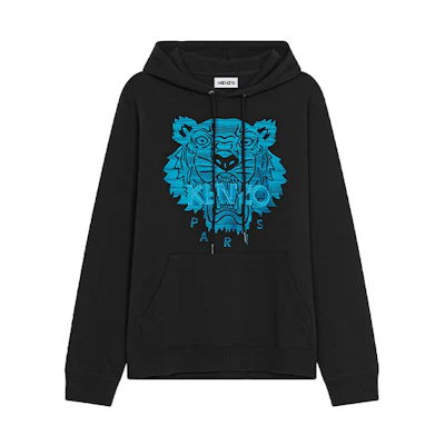 KENZO Black Sweatshirt with Blue Tiger Logo Embroidery for Men Fb65SW3304MB-99