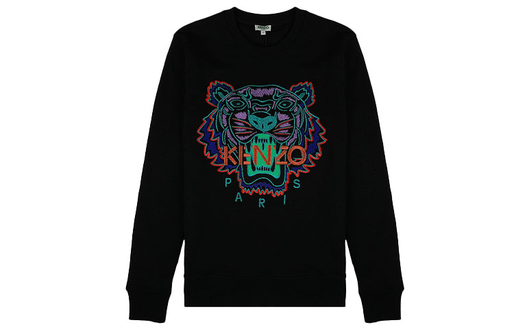 KENZO Black Sweatshirt with Iconic Tiger Head Print F965SW0124X7-99