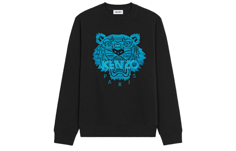 KENZO Black Sweatshirt with Tiger Logo Embroidery FB65SW1204MB-99