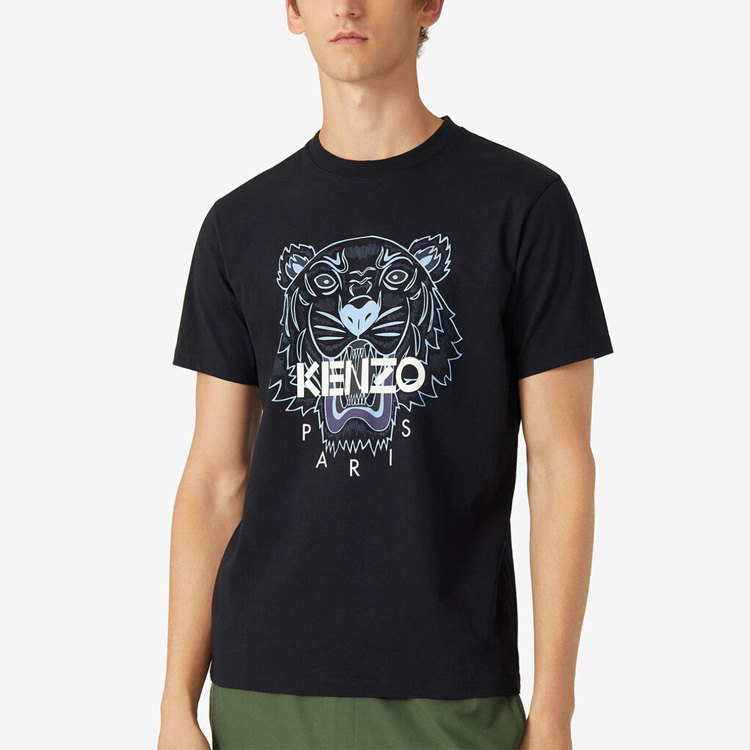 Shop KENZO Camiseta Negra con Logo y Estampado de Tigre FB55TS0204YA-99