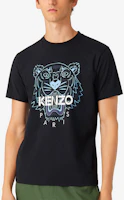 Shop KENZO Black T-Shirt with Logo and Tiger Print FB55TS0204YA-99