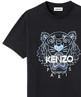 Details for KENZO Black T-Shirt with Logo and Tiger Print FB55TS0204YA-99
