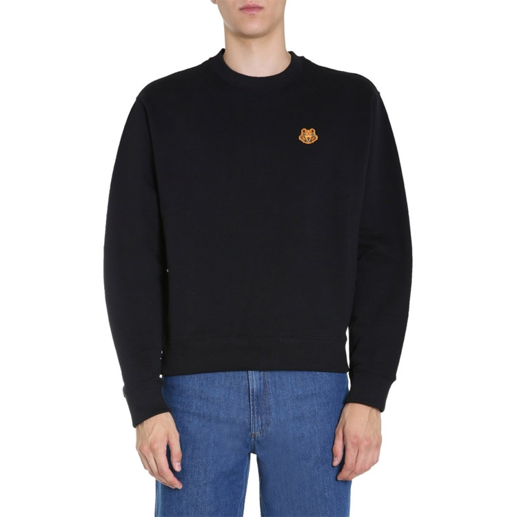 Shop Sudadera Kenzo Negra con Cuello Redondo y Logotipo Tigre Crest FA65SW0034MD-99