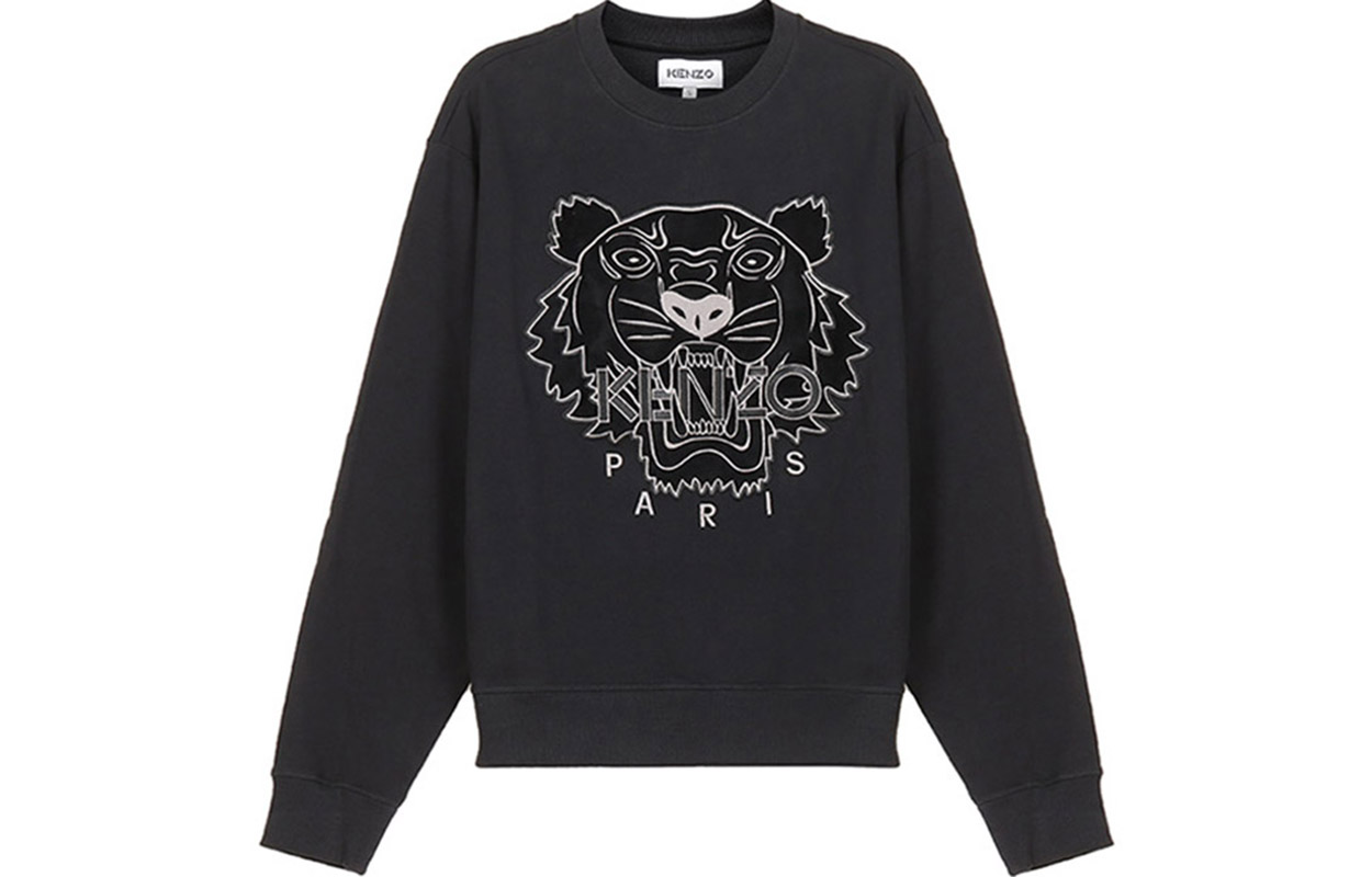 KENZO Black Tiger Embroidered Cotton Crewneck Sweatshirt FA65SW1104XJ-99