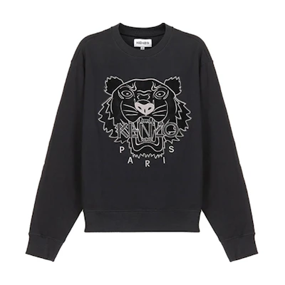 KENZO Black Tiger Embroidered Cotton Crewneck Sweatshirt FA65SW1104XJ-99