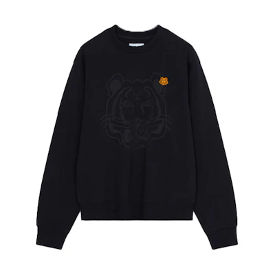 KENZO Black Tiger Embroidered Print Crewneck Sweatshirt. FB65SW0054MO-99