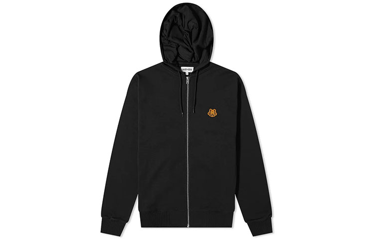 KENZO Black Tiger Embroidered Zip Hoodie Jacket FA65BL7214MD-99
