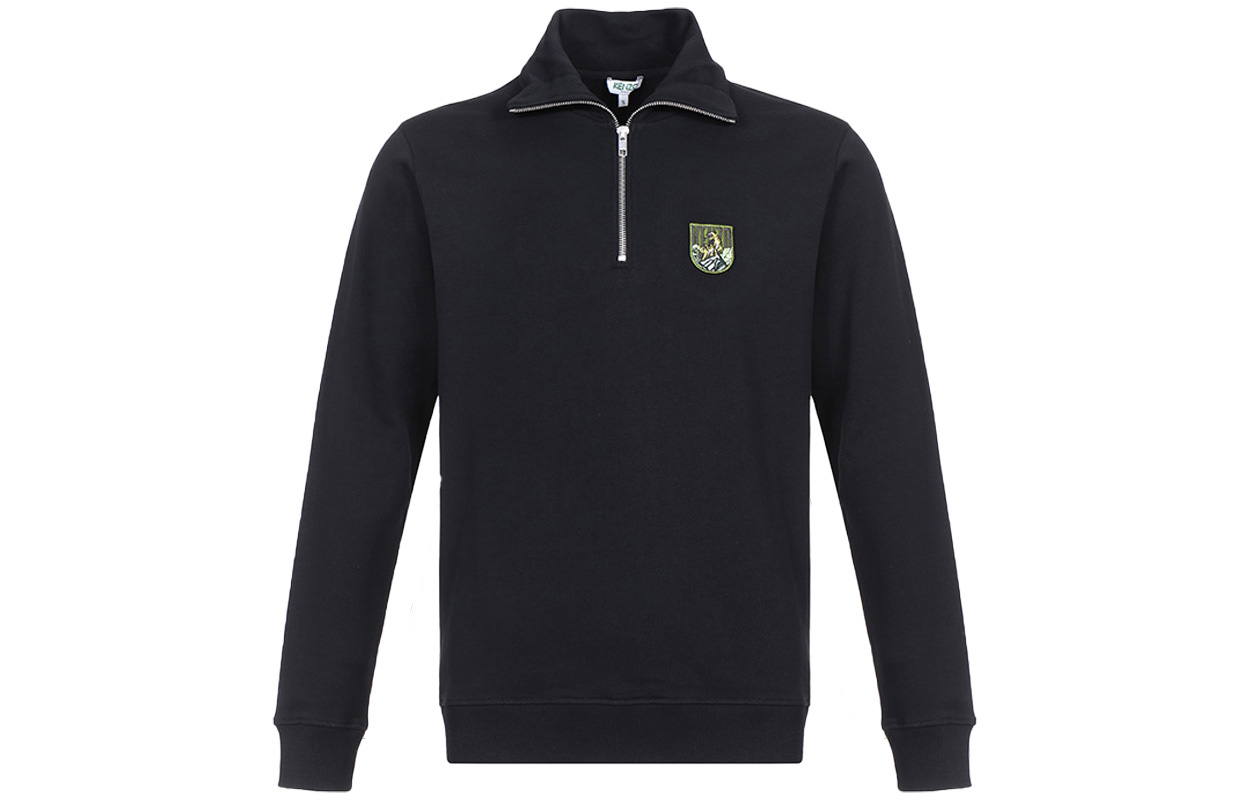KENZO Black Tiger Embroidery Long-Sleeve Polo Sweatshirt F965SW1634X6-99