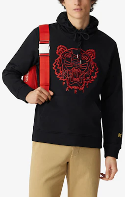 KENZO Black Tiger Head Embroidered Hoodie FB55SW3304MM-99 Lookbook KENZO Black Tiger Head Embroidered Hoodie FB55SW3304MM-99