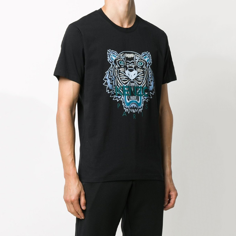 Shop KENZO Camiseta Negra de Manga Corta con Estampado de Tigre. FA65TS0204YA-99