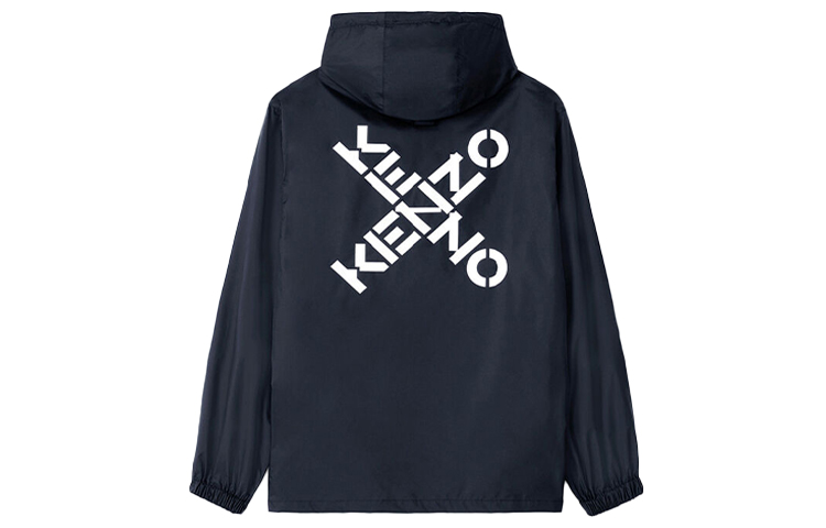 KENZO Black Windbreaker Jacket with Large X Logo FB55BL5601NJ-99