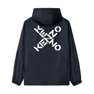 KENZO Black Windbreaker Jacket with Large X Logo FB55BL5601NJ-99