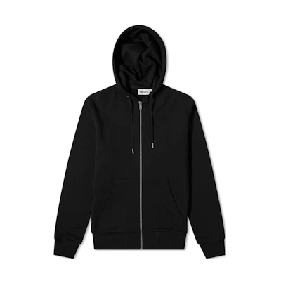 KENZO Black Zip-Up Hoodie with Back Tiger Logo Embroidery FA65BL7254XA-99