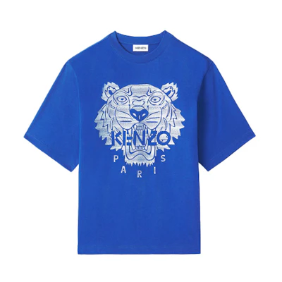 KENZO Blue Classic Tiger Head Logo SS21 Loose Fit T-Shirt FB55TS0694YF-71