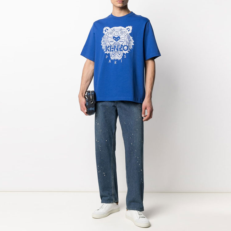 Lookbook KENZO 藍色虎頭標誌寬鬆版短袖T恤 SS21 经典款 FB55TS0694YF-71