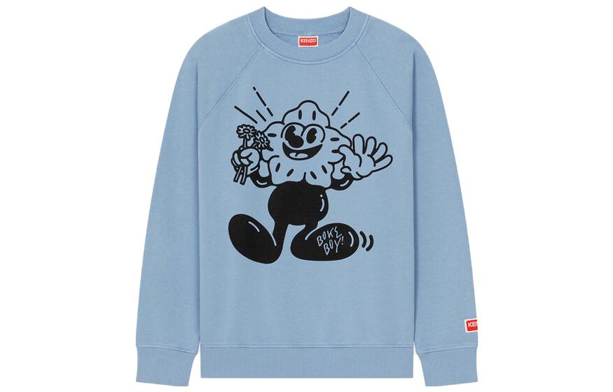 KENZO Blue Crewneck Sweatshirt with Logo Letter Print Design FD55SW4904MF-69