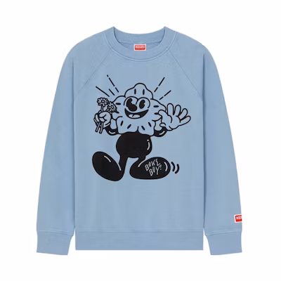 KENZO Blue Crewneck Sweatshirt with Logo Letter Print Design FD55SW4904MF-69