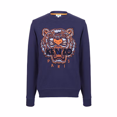 Kenzo Blue Embroidered Tiger Logo Crewneck Sweatshirt F965SW0014XA-78