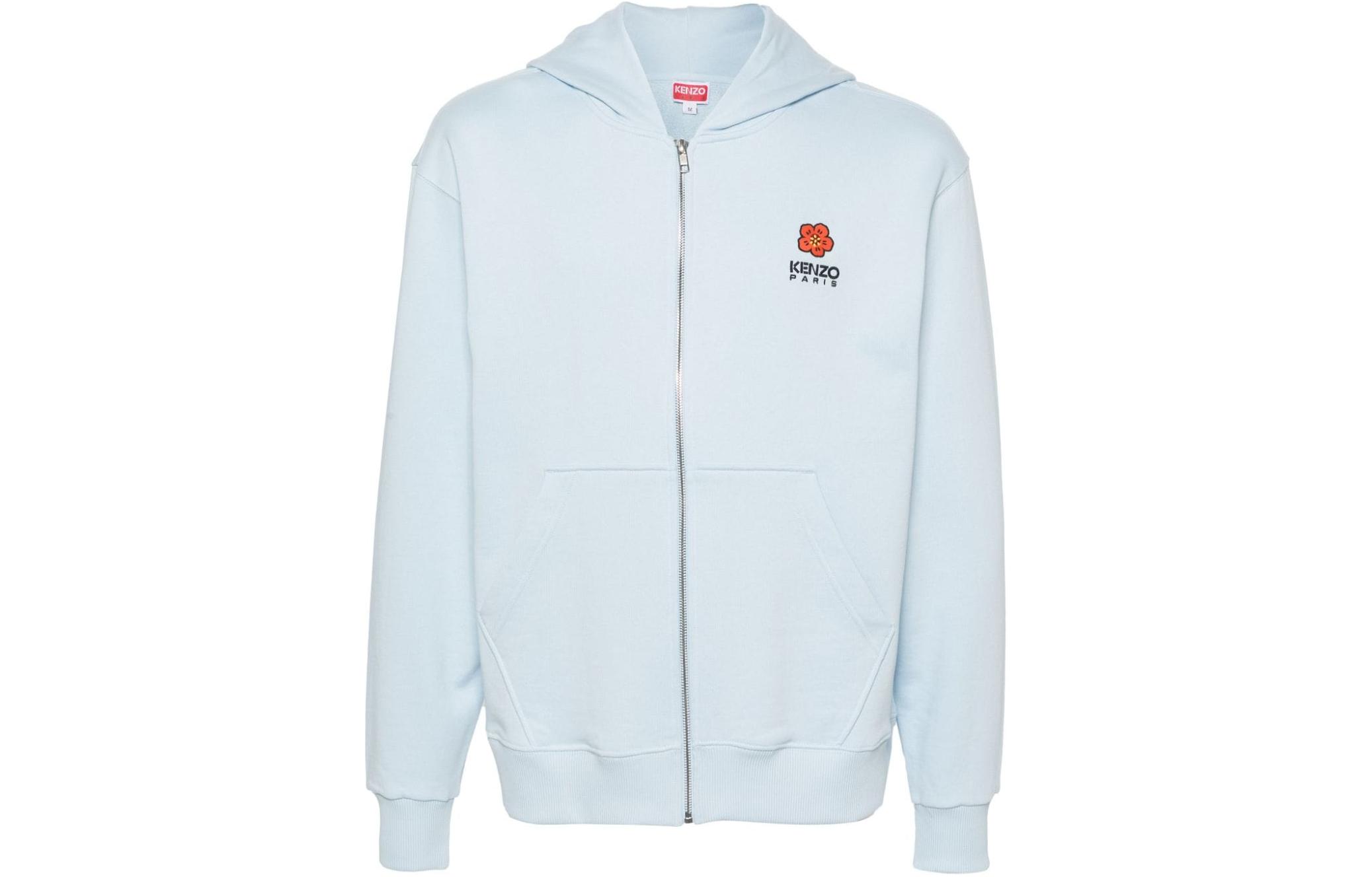 KENZO Blue Logo Print Zip-Up Hoodie Jacket FD55SW4424MF-63